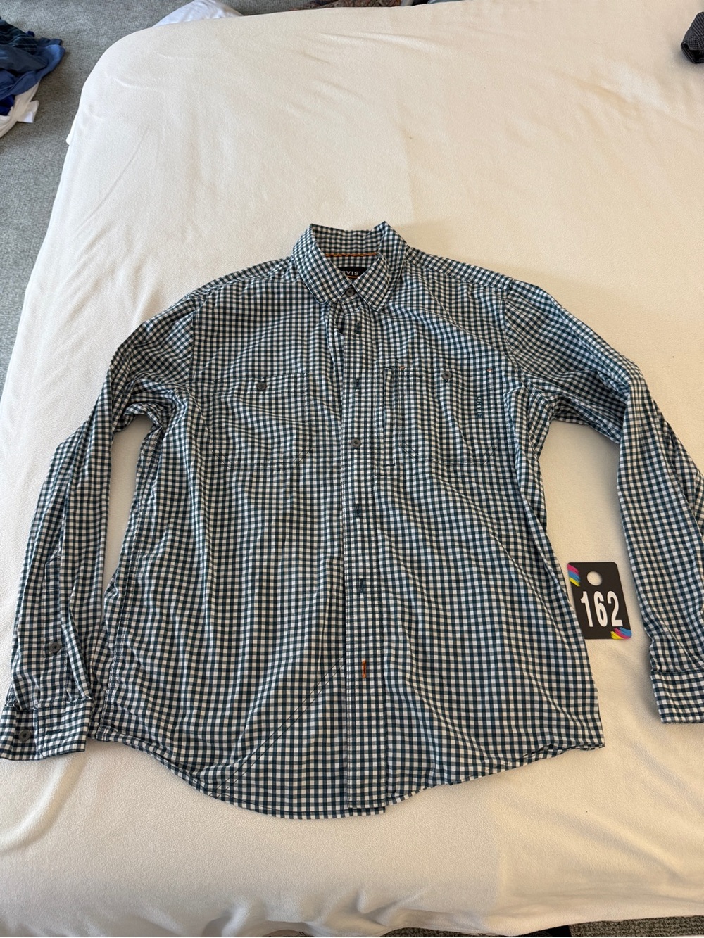 Orvis Green and White Gingham Button-Down Shirt